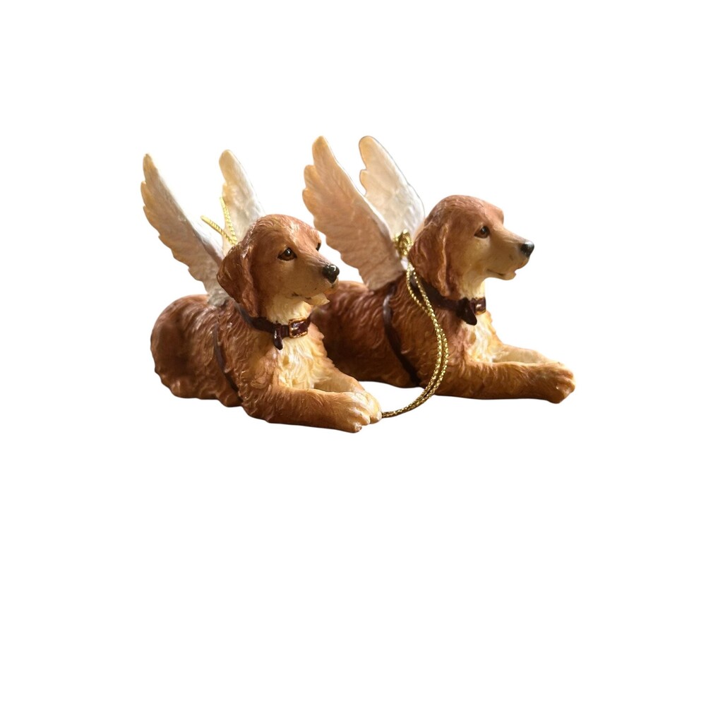 Golden Retriever Angel Dog Memorial Ornaments Set of 2 Resin Pet Loss Gift